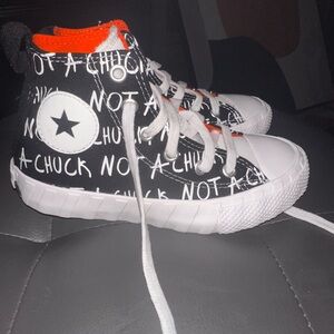 Black and White High-Top Sneakers with Geometric Design